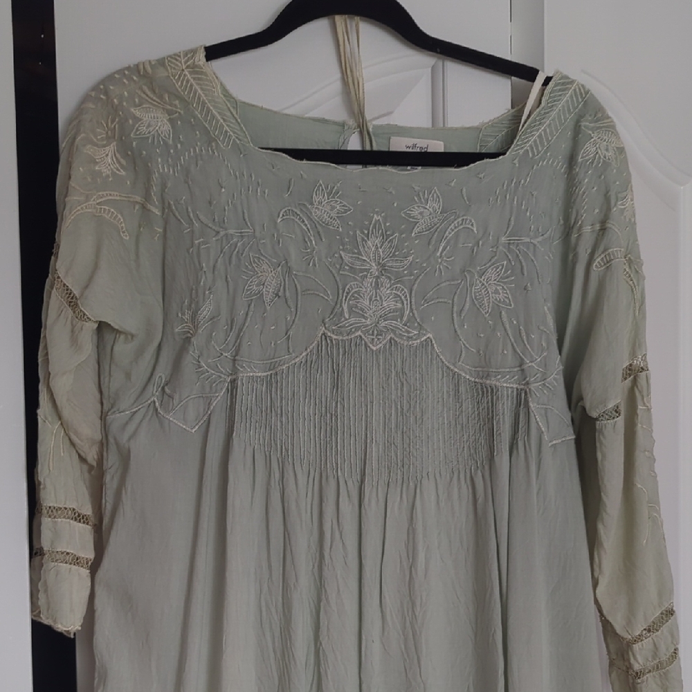 Embroidered Sage Green Wilfred Aritzia Dress